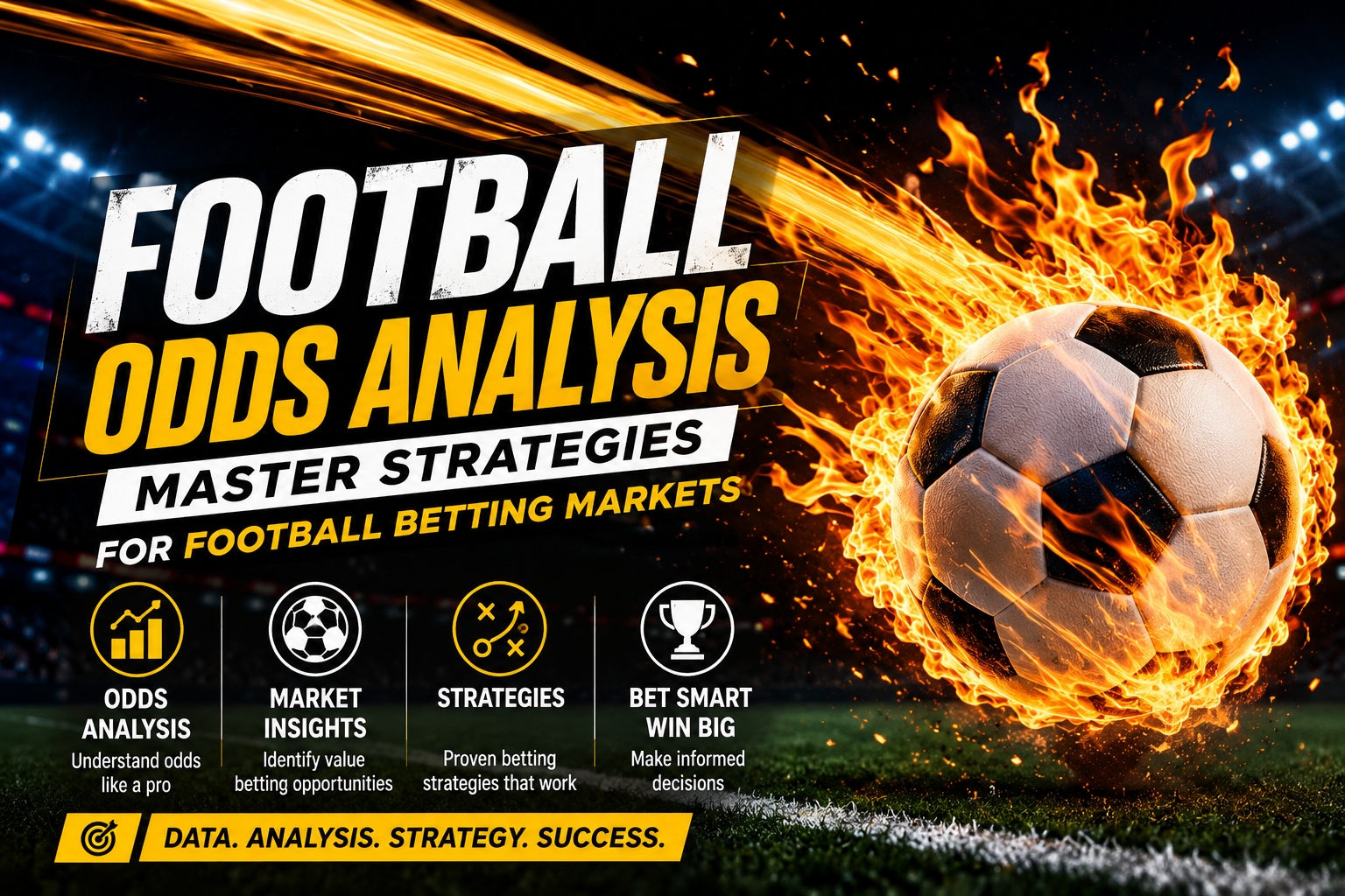 Football odds analysis and betting strategies with a flaming soccer ball