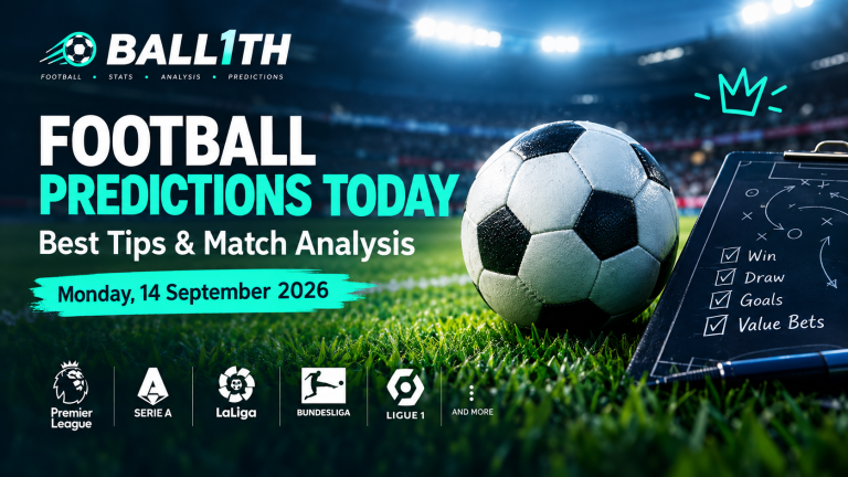 Football predictions today for Monday 14 September 2026 with football match analysis and betting tips