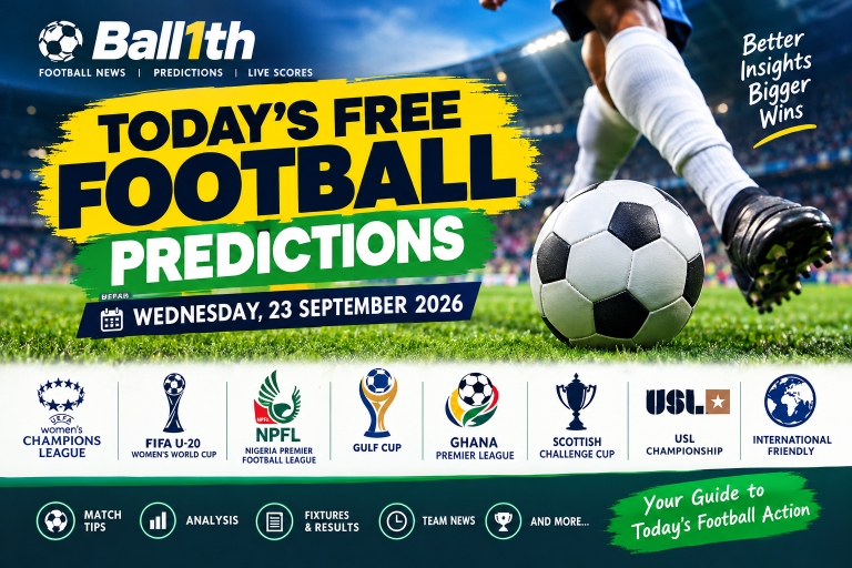 Today's free football predictions for Wednesday 23 September 2026