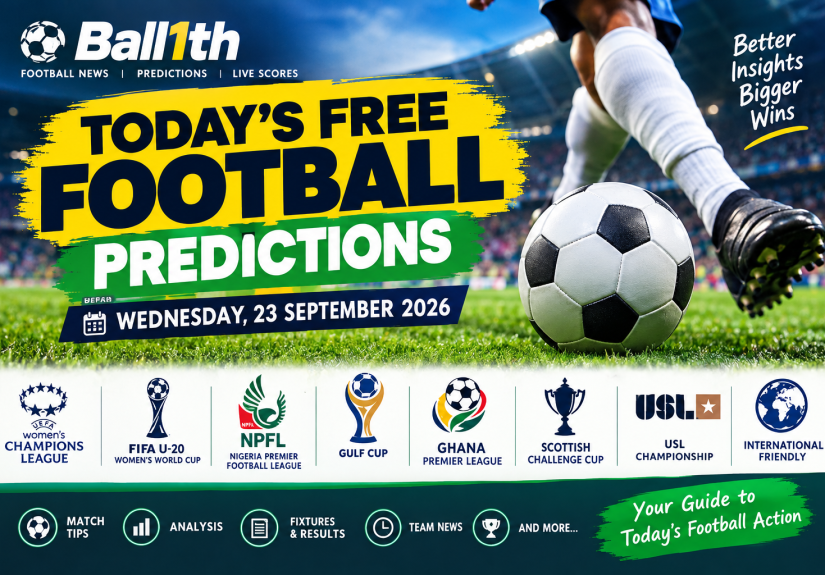 Today's free football predictions for Wednesday 23 September 2026