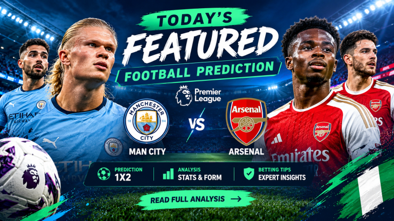 Today's featured football prediction featuring Manchester City vs Arsenal in the Premier League