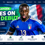 Michael Kayode in Italy shirt during his senior international debut against Türkiye