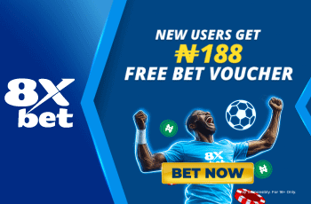 8Xbet advertisement: new users get a ₦188 free bet voucher