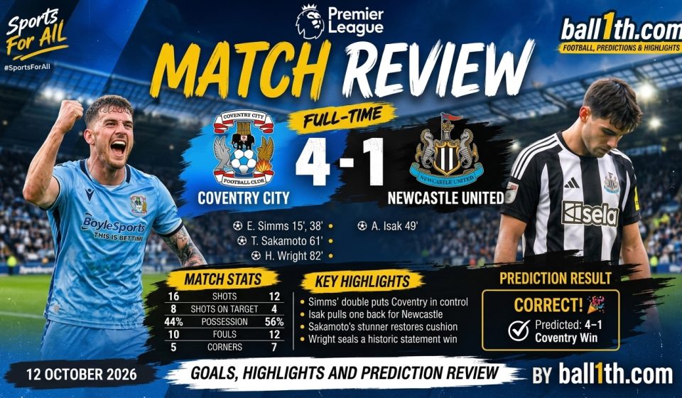 Coventry City vs Newcastle United Premier League match review after Coventry's 4–1 victory