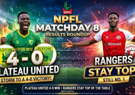 NPFL Matchday 8 results featuring Plateau United's 4-0 win over Kano Pillars