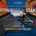 SweepBurger vs Stake.us comparison of games, rewards and redemption rules
