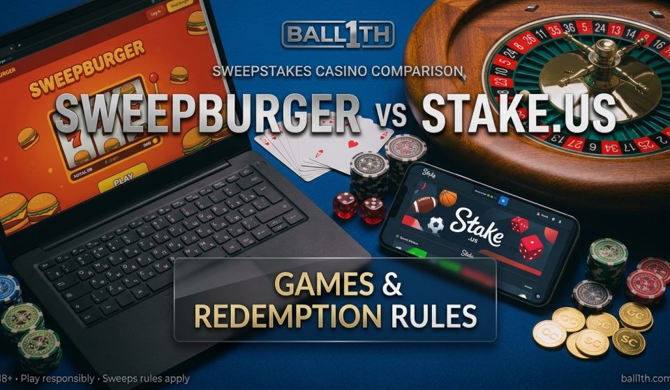 SweepBurger vs Stake.us comparison of games, rewards and redemption rules