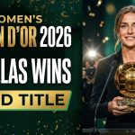Alexia Putellas celebrates winning the Women’s Ballon d’Or 2026