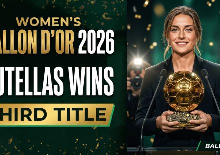 Alexia Putellas celebrates winning the Women’s Ballon d’Or 2026